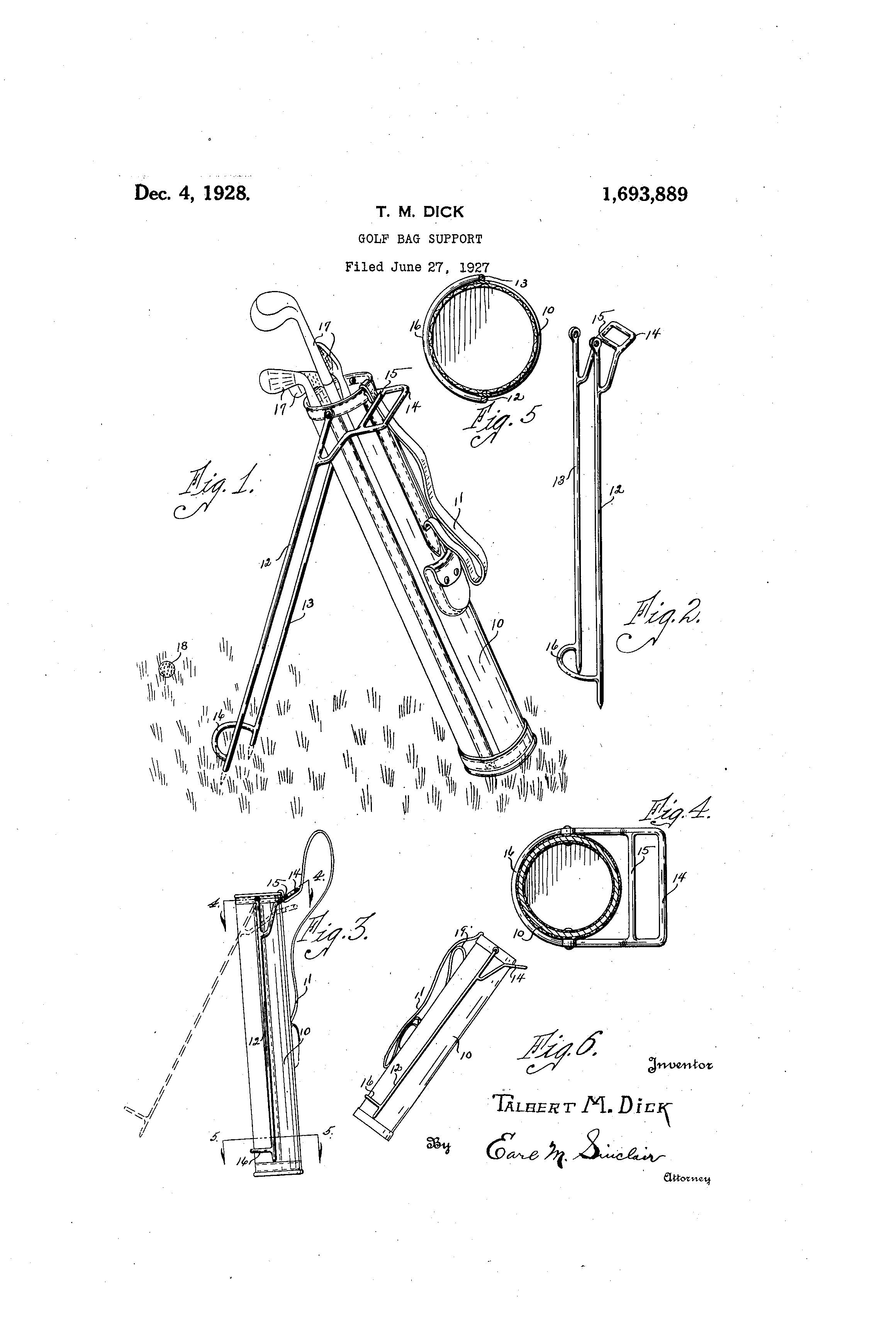 Patent drawings for golf bag stand